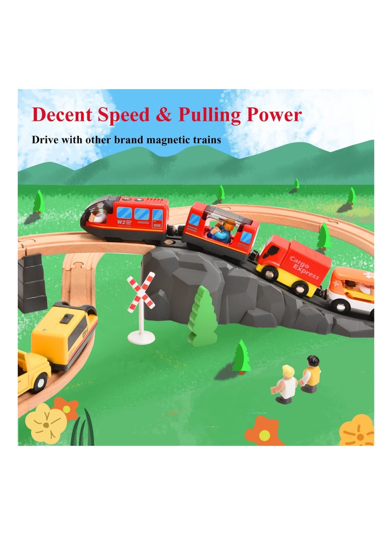 Train Set, Battery Operated Action Locomotive (Magnetic Connection) for Wooden Train Tracks, Powerful Engine Compatible with Thomas, Brio, Chuggington Wooden Train Tracks, Toys for Boys  Girls - Image 4