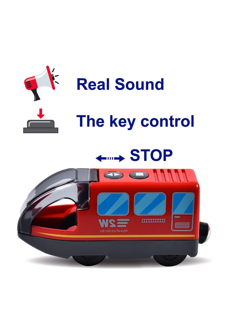 Train Set, Battery Operated Action Locomotive (Magnetic Connection) for Wooden Train Tracks, Powerful Engine Compatible with Thomas, Brio, Chuggington Wooden Train Tracks, Toys for Boys  Girls - Image 2