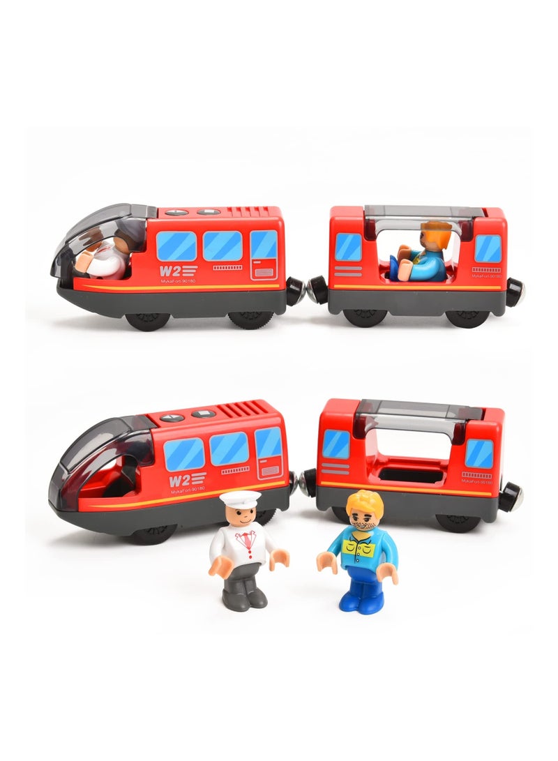 Train Set, Battery Operated Action Locomotive (Magnetic Connection) for Wooden Train Tracks, Powerful Engine Compatible with Thomas, Brio, Chuggington Wooden Train Tracks, Toys for Boys  Girls - Image 1