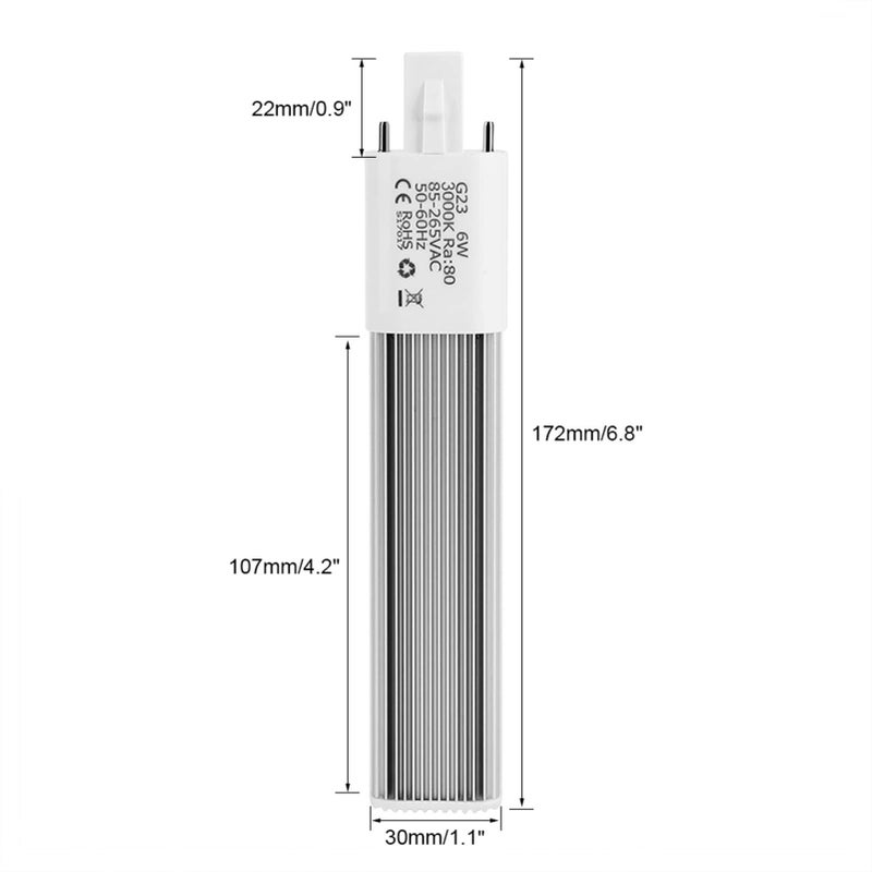 G23 LED Tube Light 6W 2 Pin Warm White Horizontal Recessed Indoor Fixture - Image 2