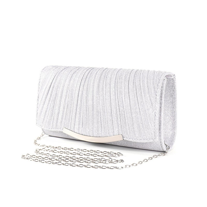 Silver Clamshell Polyester Bag Medium Hardness - Simple Fashionable Square Storage Case for Travel - Image 1