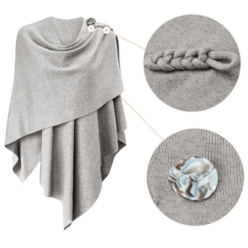 Puli بونشو كيب شال كاردجان سويتر للنساء مفتوح من الأمام رمادي - Image 3