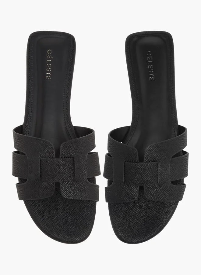 Celeste Womens Textured Slide Sandals With Slip-On Closure