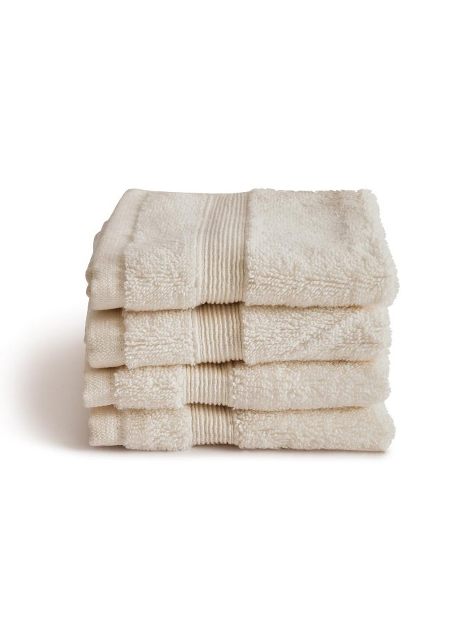 Pan Home Classic Zero Twist 600 GSM 4PK Fingertip towel 30x30 cm-Cream - Image 1