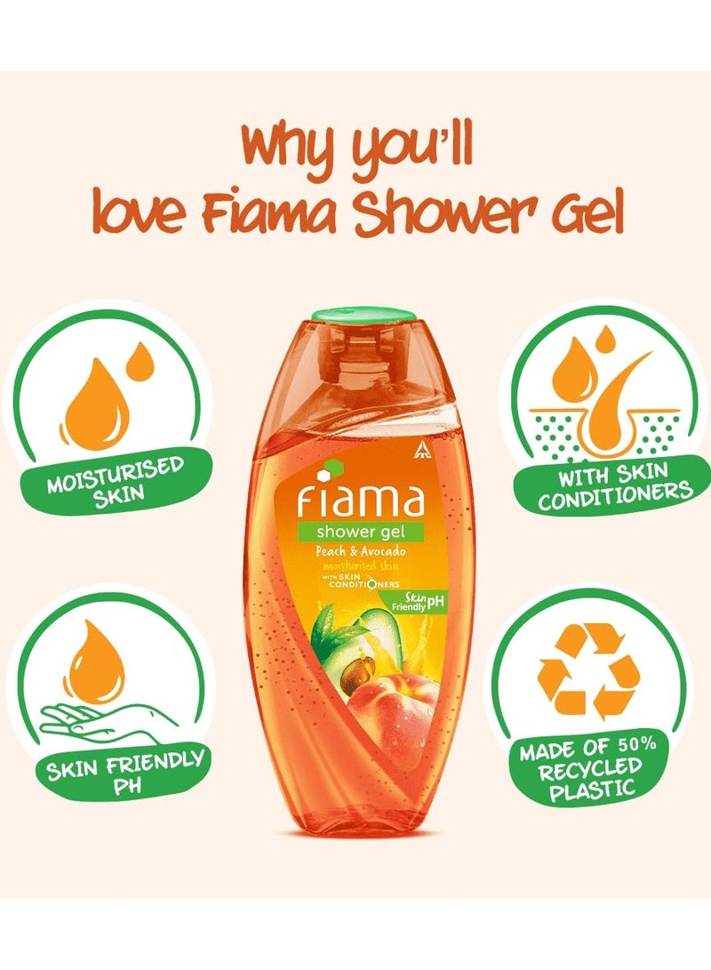 Fiama جل الاستحمام فياما بالخوخ والأفوكادو، غسول للجسم مع مرطبات للبشرة لبشرة ناعمة ورطبة، زجاجة 250 مل - Image 4