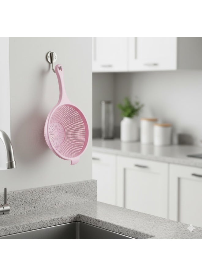 FAVELA Plastic kitchen colander with handle – ideal for draining and washing pasta, vegetables, and fruits – Rose color - Image 1