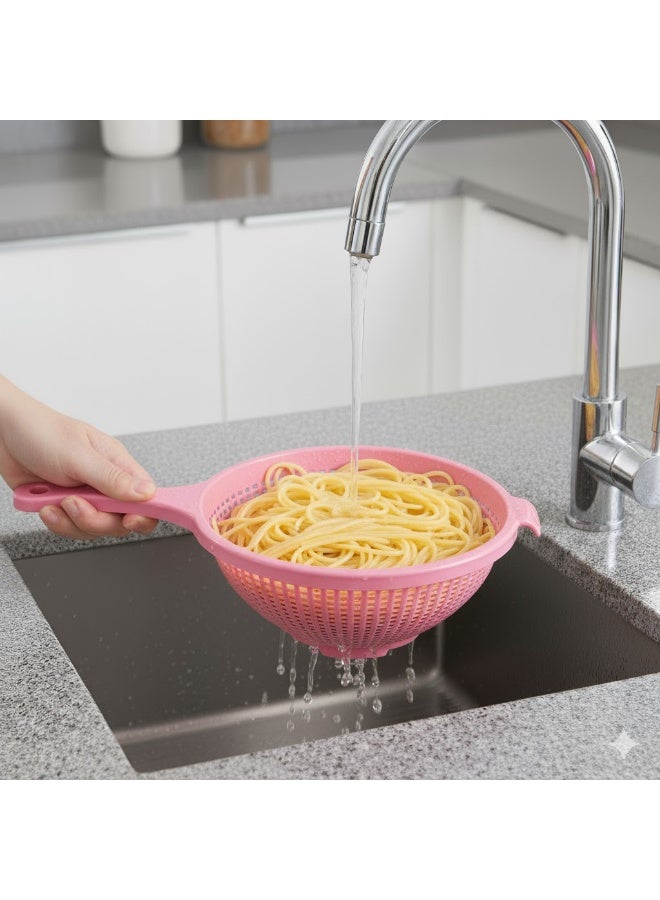 FAVELA Plastic kitchen colander with handle – ideal for draining and washing pasta, vegetables, and fruits – Rose color - Image 2