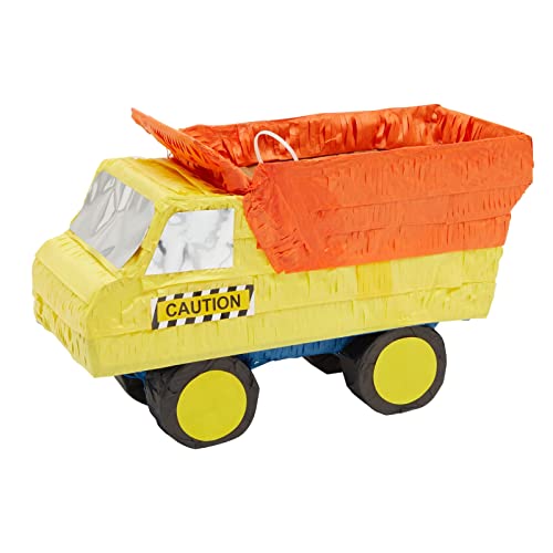 BLUE PANDA Dump Truck Pinata Small 157 x 92 x 63 In Yellow Orange Filled Pinata for Boys Birthday Party Construction Party Decoration - Image 1