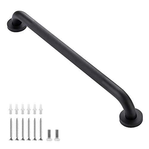 Ravinte Hardware 24-Inch 1.25" Diameter Grab Bars for Bathtubs and Showers, Shower Handle for Elderly, Handicap Grab Bars for Bathroom, Shower Grab Bars for Seniors(Black 2 Pack) - Image 1