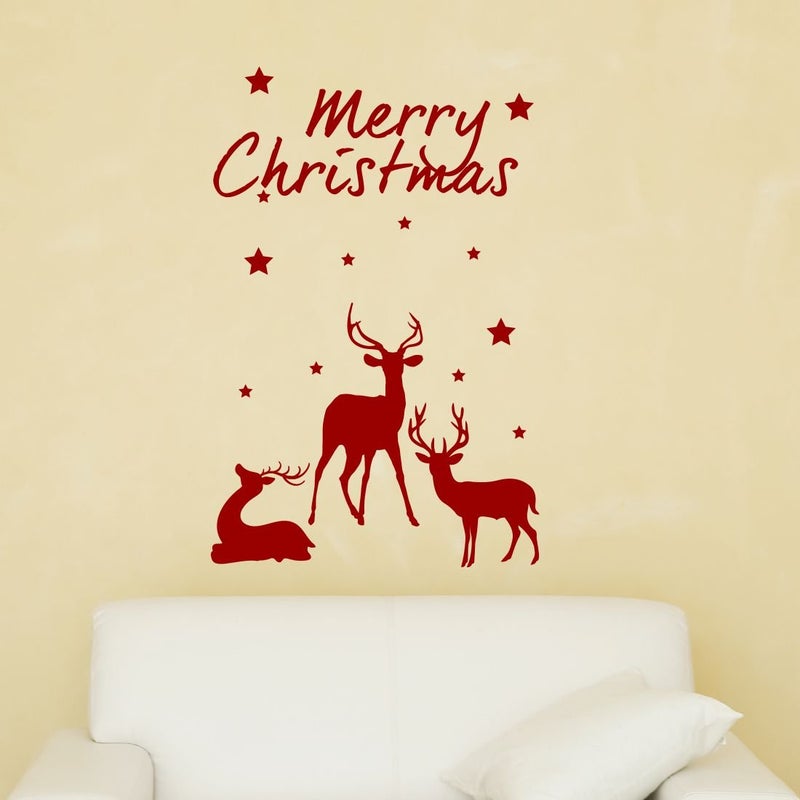 Asian Paints Asian Paints WallOns Christmas with Reindeer Decal DIY Removable Peel and Stick UV Printed Wall Sticker Covers H 1 ft x W 25 ft Home Dcor