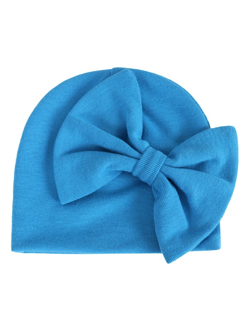 Newborn Bowtie Pullover Hat Blue  - Image 2