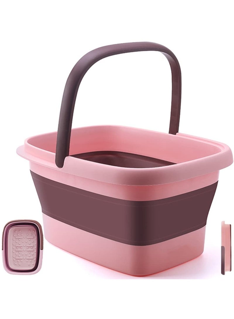 Ru syanl Foot Bath Collapsible Foot Soak Tub Collapsible Foot Bath Basin Multifunction Plastic Basin with Handles Foot Tub for Soaking Feet - Image 1