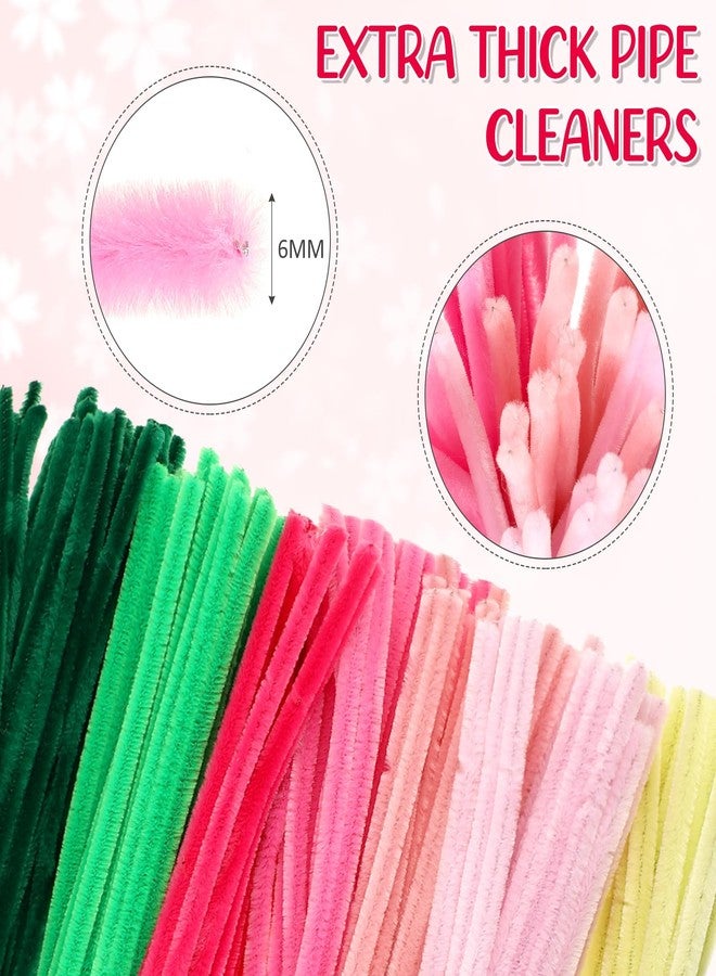 مجموعة سينلود لصنع باقات الزهور من 290 قطعة من منظفات الأنابيب، تتضمن تعليمات لصنع باقات الزهور، وورق تغليف الزهور، ومستلزمات منظفات الأنابيب، ومشاريع فنية وحرفية يدوية، وهدايا تخرج للأمهات (زهرة التوليب الوردية). - Image 4