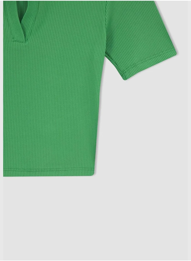 DeFacto Slim Fit V-Neck Short Sleeve T-Shirt