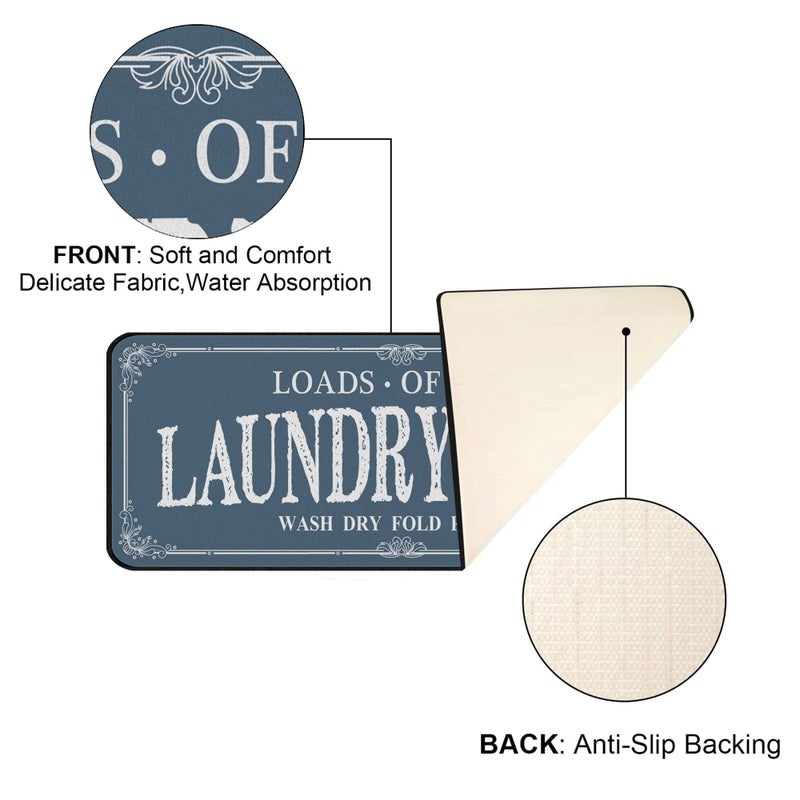 ROMAMIGO Laundry Room Rug Runner Non Slip Laundry Mats Mudroom Runner Farmhouse Kitchen Floor Mat Bathroom Laundry Room Decor Accessories(Blue, 20 X 47 inch) - Image 5