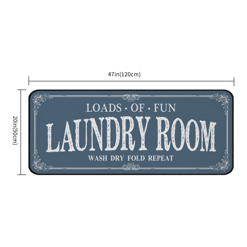 ROMAMIGO Laundry Room Rug Runner Non Slip Laundry Mats Mudroom Runner Farmhouse Kitchen Floor Mat Bathroom Laundry Room Decor Accessories(Blue, 20 X 47 inch) - Image 4