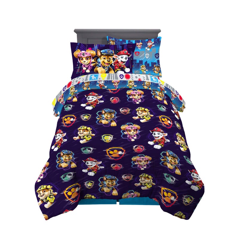 Franco Kids Bedding Super Soft Comforter and Sheet Set with Sham, 5 Piece Twin Size, Paw Patrol Movie - Image 1