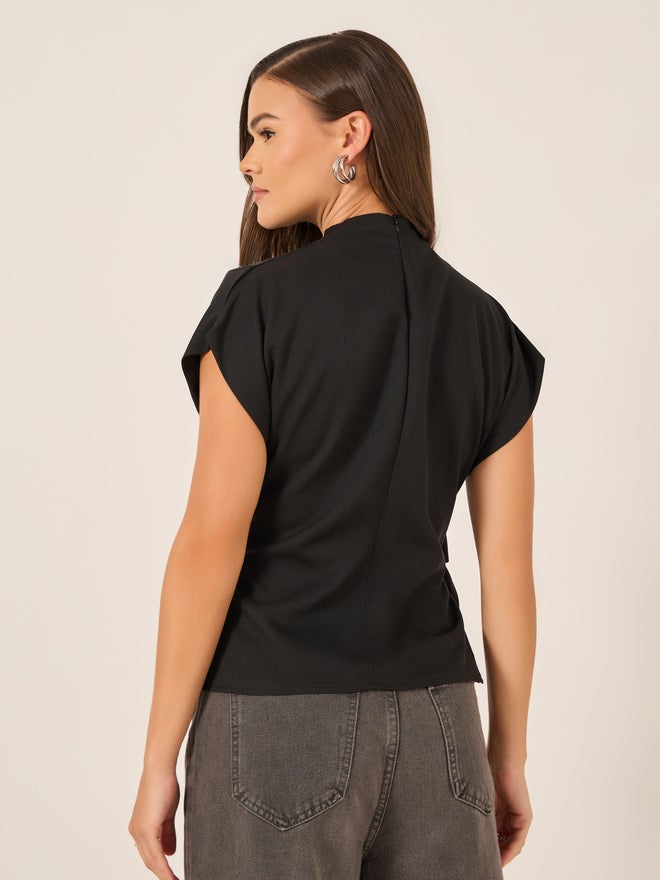 Styli Styli High Neck Sleeveless Belted Top  - Image 4