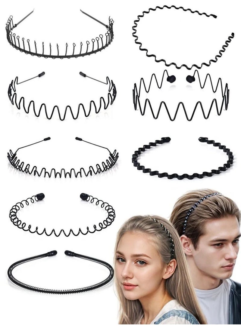 8Pcs Non-Slip Metal Headbands-Fashionable Wave Hair Hoops For Men and Women, Elastic and Comfortable Hair Tool, Daily Wear, Sports, Formal, Perfect for Running and Casual Wear, Stylish Headgear, Durable Headband - Image 1