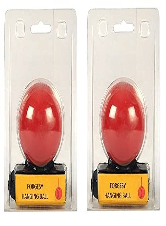 Forgesy 2 pc. Red Cricket Practice Synthetic Hanging Ball for Knocking Stroke Improves Batting Skills (Junior) (Pack of 2) - Image 1