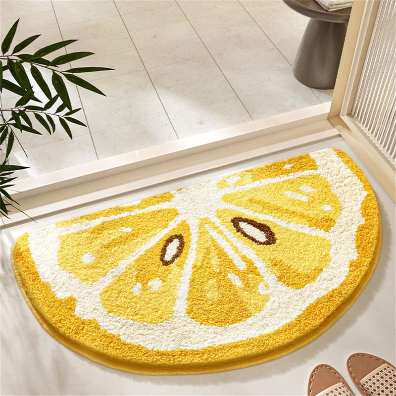 Ankah Fruit Bath Mats Cute Bathroom Rugs, Particularly Absorbent, Very Soft, and Dry Fast That Fits for Kid's Room, Bathroom or Other Room, 17.7" x 31.5", Lemon - Image 1