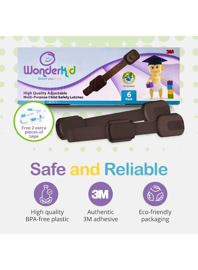 WONDERKID Adjustable and Reusable Child Safety Locks (Brown, Pack of 6) - Image 2