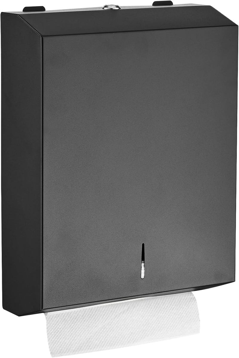 modunful Paper Towel Dispenser Wall Mount - Multifold Trifold Paper Towel Dispensers, Large Capacity Stainless Steel Tissue Holder, Suitable for Bathrooms and Public Places Black - Image 1