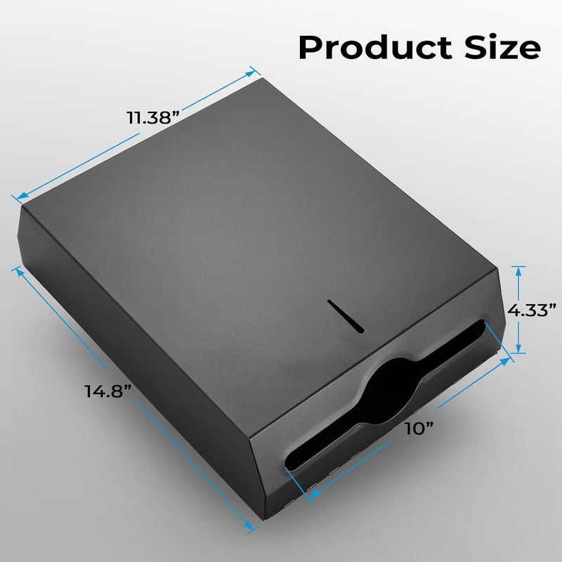 modunful Paper Towel Dispenser Wall Mount - Multifold Trifold Paper Towel Dispensers, Large Capacity Stainless Steel Tissue Holder, Suitable for Bathrooms and Public Places Black - Image 3