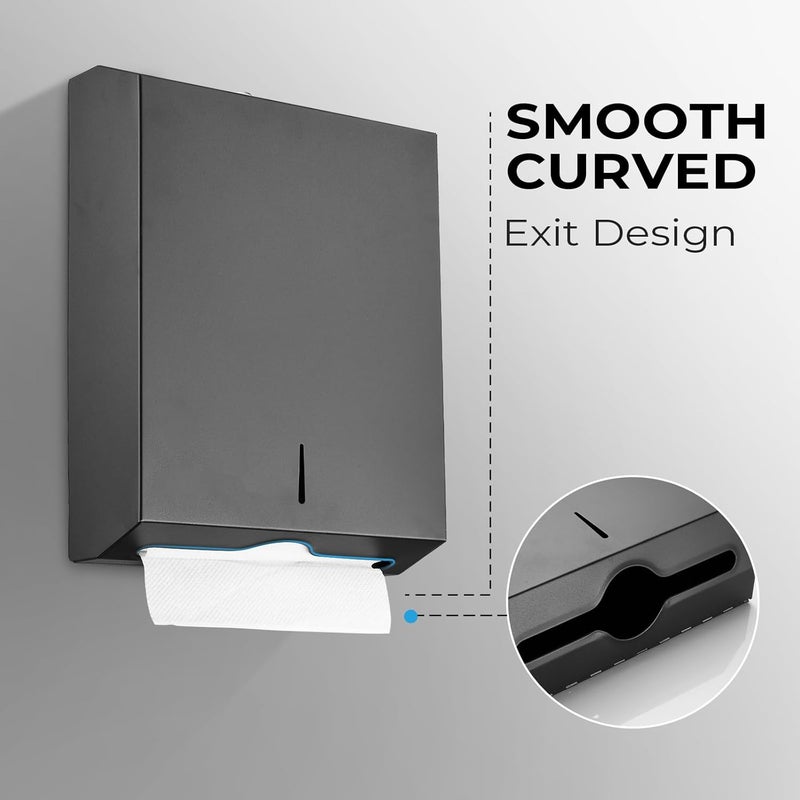 modunful Paper Towel Dispenser Wall Mount - Multifold Trifold Paper Towel Dispensers, Large Capacity Stainless Steel Tissue Holder, Suitable for Bathrooms and Public Places Black - Image 2