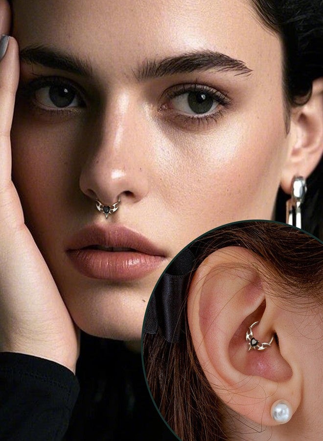 كوتشارم حلقات كوشارم على شكل أجنحة قلب من حجر الأوبسيديان، مقاس 16G و10 مم، مصنوعة من الفولاذ الجراحي، مناسبة للرجال والنساء، وتُستخدم في ثقب الأنف. - Image 2