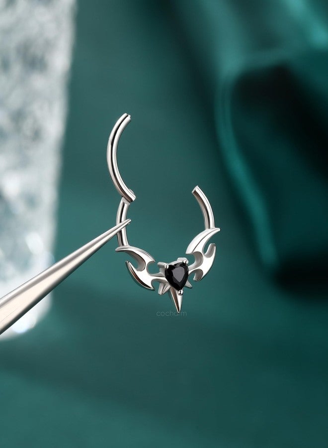 كوتشارم حلقات كوشارم على شكل أجنحة قلب من حجر الأوبسيديان، مقاس 16G و10 مم، مصنوعة من الفولاذ الجراحي، مناسبة للرجال والنساء، وتُستخدم في ثقب الأنف. - Image 5