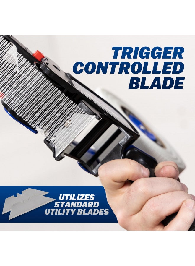 Marshalltown Mesh Taper, Applies Self-Adhesive Mesh Tape to Flat Seams, 12-1/2 Inch x 10 Inch, Holds Tape with 2 Inch and 3 Inch Cores, Trigger Operated Blade, Drywall Tools, MT72 - Image 1