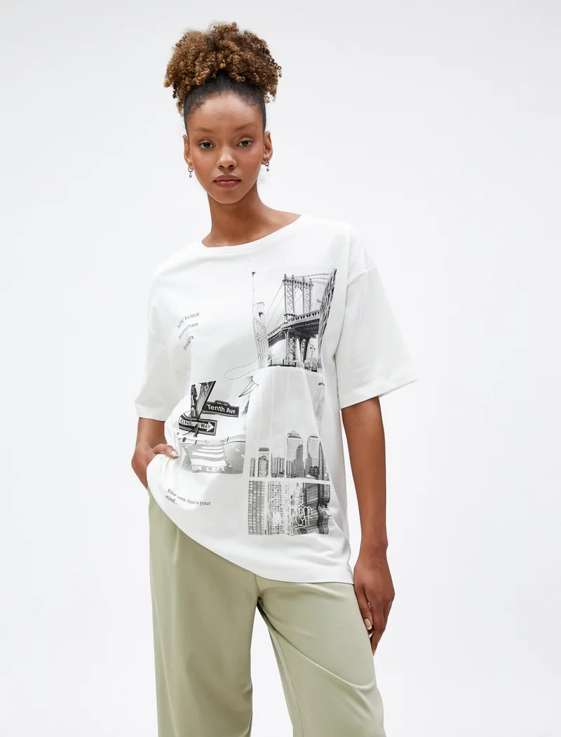 KOTON New York Printed T-Shirt Crew Neck Short Sleeve Cotton