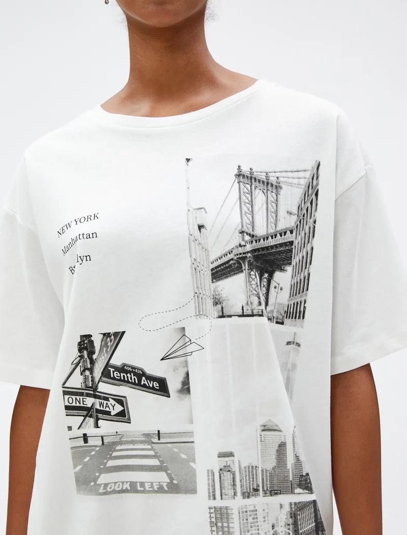 KOTON New York Printed T-Shirt Crew Neck Short Sleeve Cotton