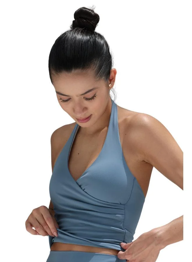 Mohuki Blue Grey Active Wrap Halterneck Tank for Women | Best Price UAE