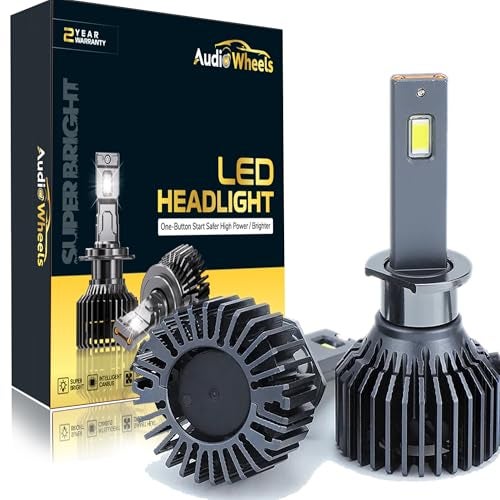 Audio Wheels H1 LED Headlight Bulbs – 160W High-Performance Lighting, 16,000 Lumens Ultra-Bright Output, 6000K Cool White Glow for Superior Visibility and Enhanced Driving Safety. - Image 1