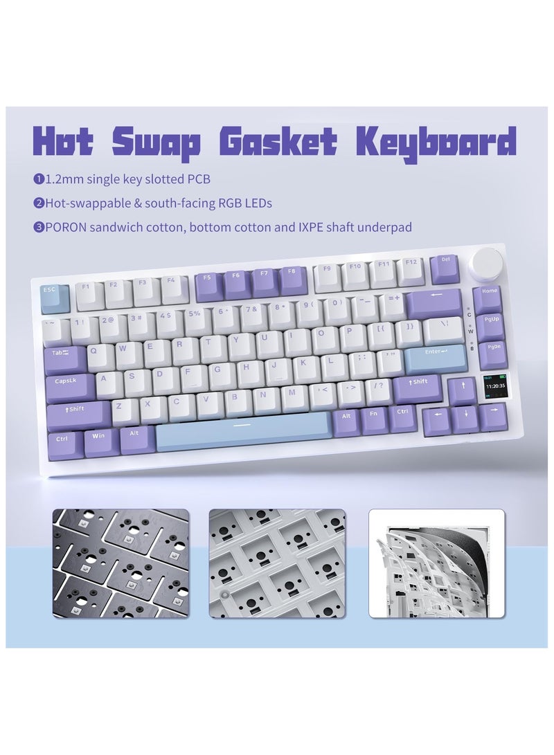 Ajazz AJAZZ AK820PRO 75% Hot Swap Gasket Mount Mechanical Keyboard with TFT Display Screen, 4000mAh BT/2.4G/Wired RGB South Facing LED, Knob Control for E-Sport/Windows/Mac. - Image 3