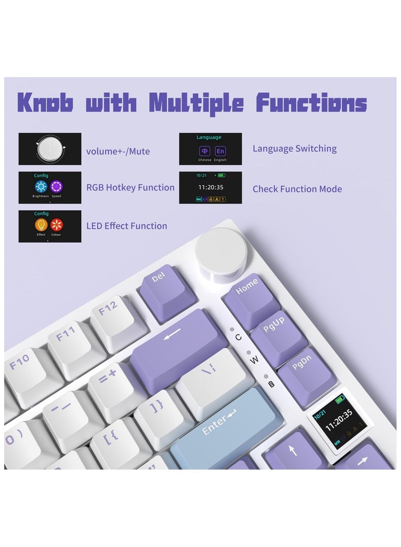 Ajazz AJAZZ AK820PRO 75% Hot Swap Gasket Mount Mechanical Keyboard with TFT Display Screen, 4000mAh BT/2.4G/Wired RGB South Facing LED, Knob Control for E-Sport/Windows/Mac. - Image 5