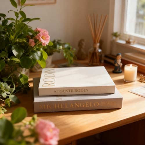 Packyouth Decorative Books Boxes for Home Decor Set of 2 Linen Faux Books for Coffee Table Stylish Decorative for Bookshelf Aesthetic Fake Book for Modern Home Decoration (Beige-Gray) - Image 3