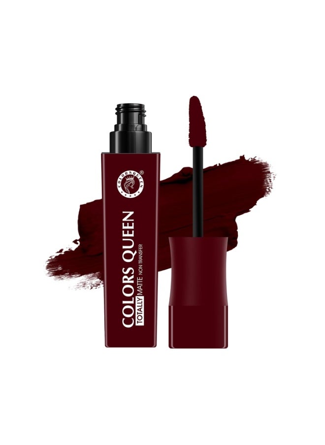 COLORS QUEEN Totally Matte Liquid Lipstick Intense Color Payoff Lightweight Comfortable One Swipe Long Lasting Non Transfer Women 03 Deep Maroon 7.5g  - Image 1