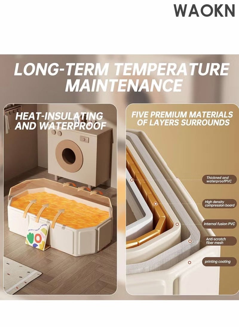 WAOKN Baby Folding Bathtub, Kids Bathtub with Non-Slip Base, with Thermostatic System, for 0-5 Years Old, Travel Essential, Special Bath Sitting  Safety,Indoor/Outdoor Use, Easy Storage - Image 5