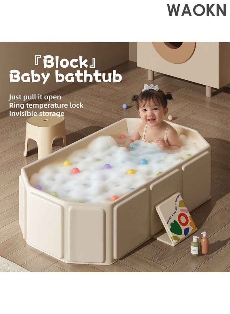 WAOKN Baby Folding Bathtub, Kids Bathtub with Non-Slip Base, with Thermostatic System, for 0-5 Years Old, Travel Essential, Special Bath Sitting  Safety,Indoor/Outdoor Use, Easy Storage - Image 3