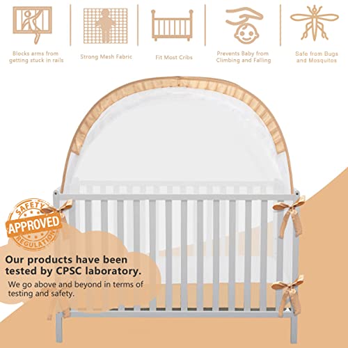 L RUNNZER Pop Up Baby Crib Tent, Safety Tent to Keep Toddler from Climbing Out, Canopy Against Falls and Bites, Netting with Breathable & Soft Mesh, Orange (R07-orange) - Image 2