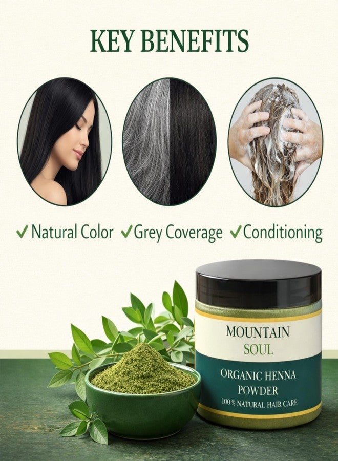 Mountain Soul Natural Henna Powder for Hair - 100g (Pack Of 2) | 100% Pure Mehendi Powder | Chemical Free Herbal Hair Color | Grey Hair Coverage | Hair Conditioning & Scalp Care | For Men & Women - Image 3