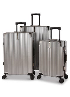 Track Track ABS+PC Zipperless Luggage Set, Strong Frame with Combination Locks, Travel Trolley Bag with Carry On Cabin Size and Large Check-in Size, 4 Double Wheels, TC226/3P ( 20/24/28 Inches)  - Image 1
