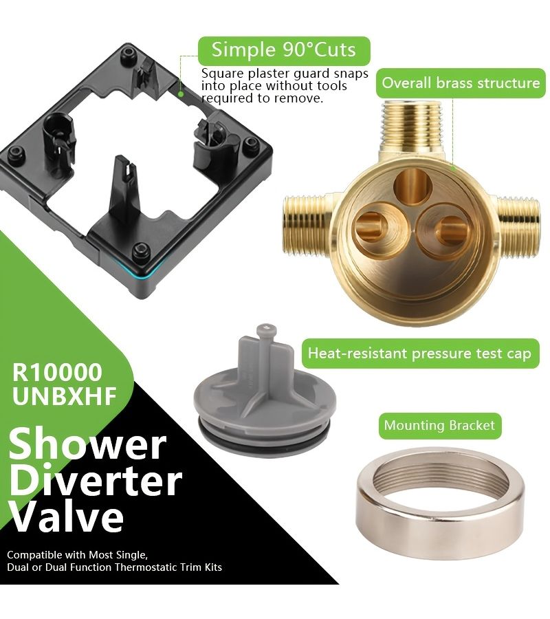 R10000 UNBXHF Shower Diverter Valve Replacement Compatible With Bathtub Faucet Trim Kit Brass - Image 3