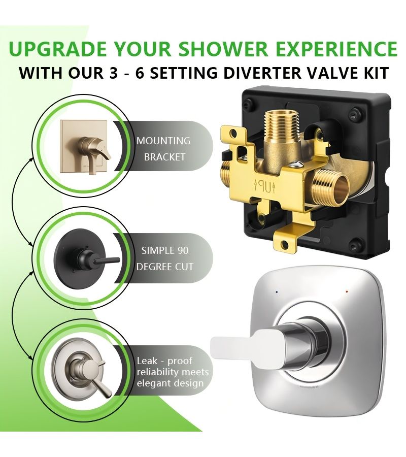 R10000 UNBXHF Shower Diverter Valve Replacement Compatible With Bathtub Faucet Trim Kit Brass - Image 2