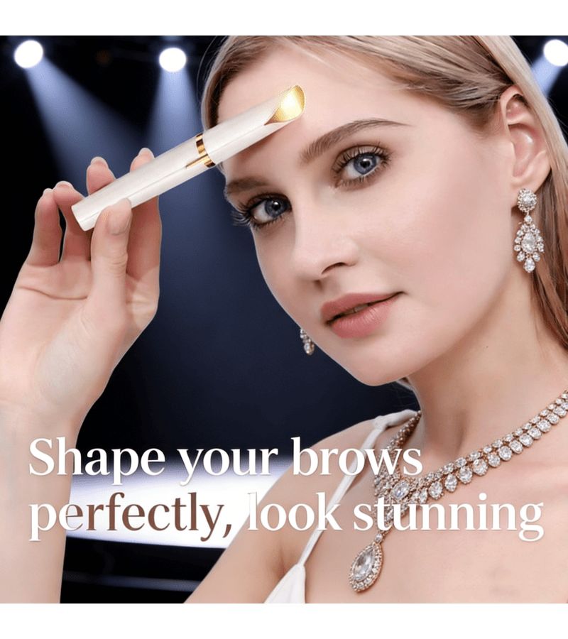 Champagne Golden Rechargeable Eyebrow Trimmer with 2 Replaceable Heads - Image 1