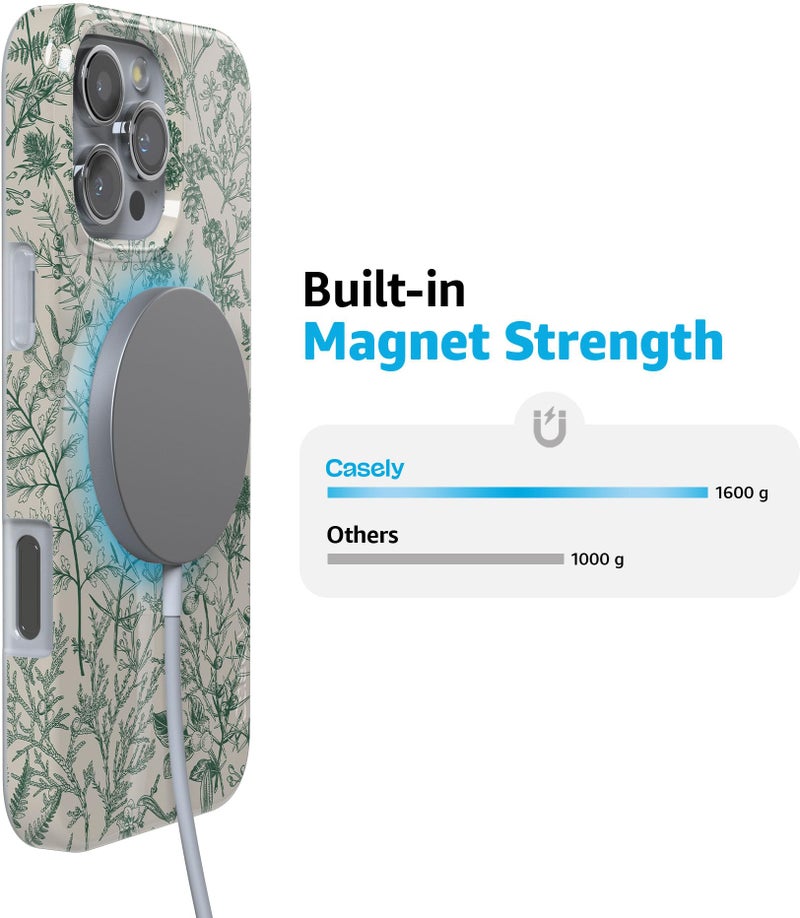 Casely iPhone 16 Pro Max Case | Sage Garden | Green Floral | Compatible with MagSafe | Classic Ultra Slim Design - Image 5