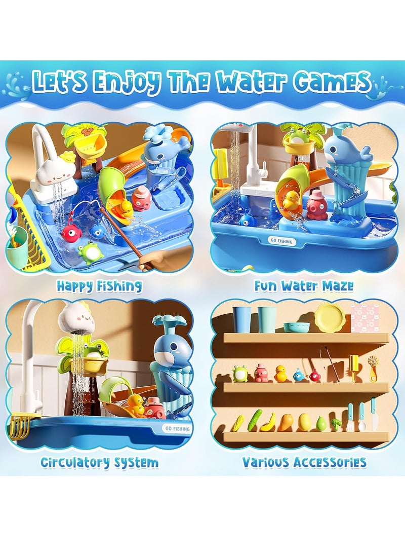Oasisgalore Water Table for Toddlers,4-in-1 Kids Water Play Table, Play Sink with Detachable Legs,Kids Kitchen Playset Sink Toy for Girl and Boy - Image 3